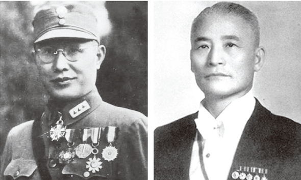 임시정부는 1941년 11월 이후 중국 군사위원회에 예속됐던 광복군의 지휘권을 줄기차게 요구해 44년 8월 당시 중국군 참모총장 허잉친(왼쪽)으로부터 ‘취소’ 통보를 받아냈다. 그 무렵 필자는 ‘윤봉길 도시락 폭탄’을 제조해준 김홍일 장군(오른쪽)의 둘째 아들과 같이 충칭 부근 장진의 중학교에 다녔다.