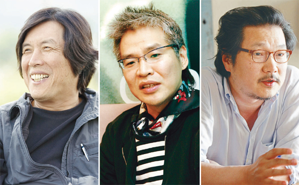 왼쪽부터 이창동, 임상수, 홍상수 감독. 