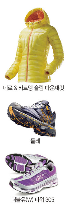 맨 위부터 네로 & 카르멩 슬림 다운재킷, 둘레, 더블유(W) 파워 305.