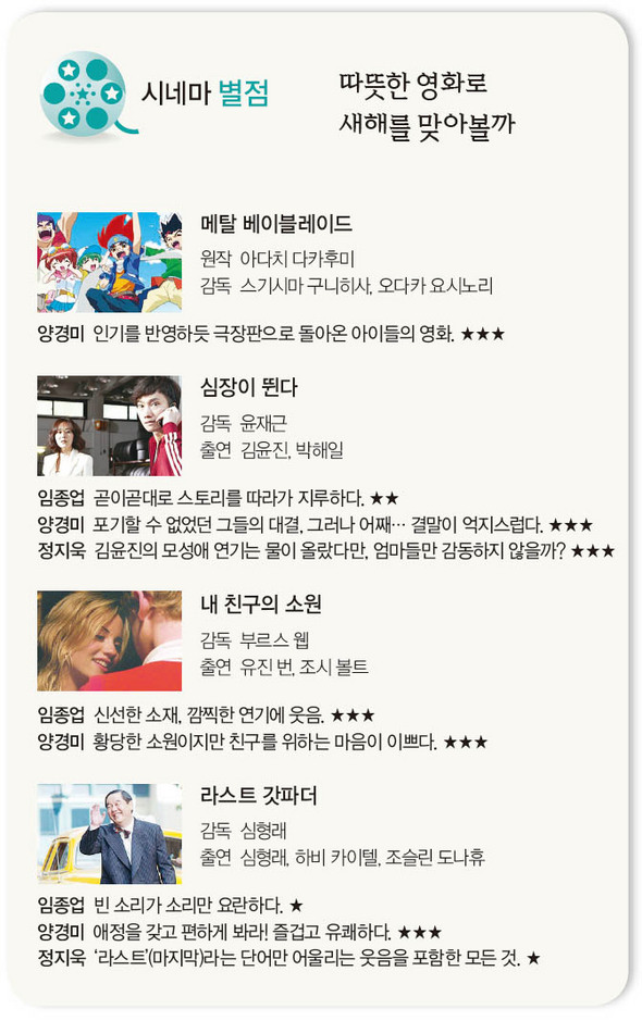 [시네마 별점] 따뜻한 영화로 새해를 맞아볼까