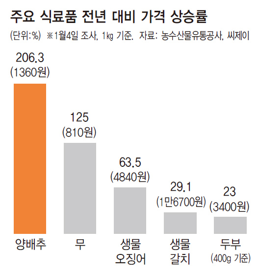 식료품 가격 상승률.