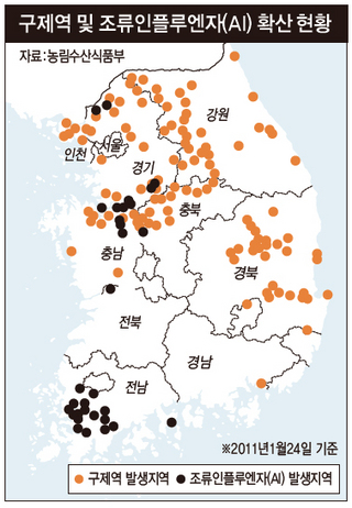 구제역 및 조류인플루엔자(AI) 확산 현황