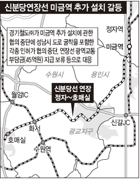 신분당연장선 미금역 추가 설치 갈등