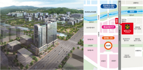 판교역 KCC 웰츠타워 오피스텔 조감도.  자료 제공 : KCC건설