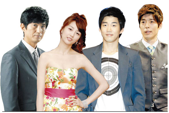 하이킥 3편 <짧은 다리의 역습>에 출연할 안내상, 박하선, 윤계상, 서지석.(왼쪽부터)