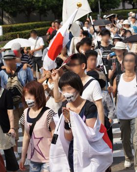7일 오후 일본 후지텔레비전 앞 한 공원에서 반한류 시위가 벌어졌다. 사진 출처<제이 캐스트> 홈페이지