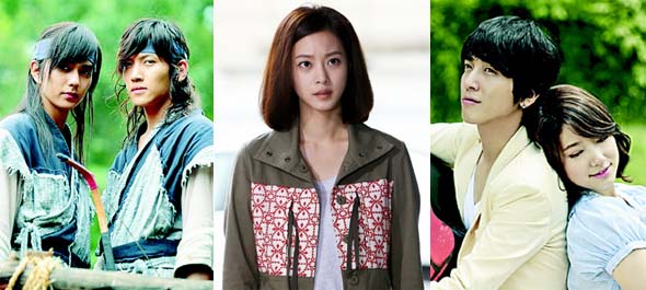 드라마 <스파이 명월> 결방 사태를 계기로 그날 방영분을 당일까지 촬영하는 드라마 제작 관행이 개선돼야 한다는 지적이 새삼 제기되고 있다. 왼쪽부터 <무사 백동수>, <공주의 남자>, <넌 내게 반했어>의 장면들.