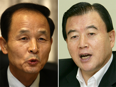 김장수 의원(비례대표·사진 왼쪽)과 홍문표 한국농어촌공사 사장(사진 오른쪽)