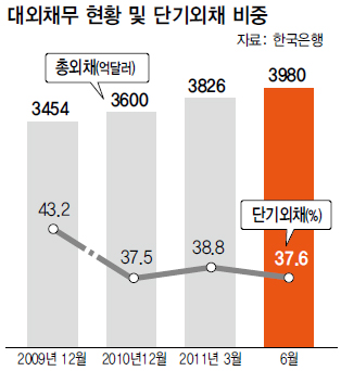 대외채무 현황 및 단기외채 비중