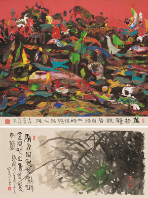 위는 <사시가흥도>(四時佳興圖, 2011), 아래는 <동심란도>(同心蘭圖, 2011). 김정효 기자 hyopd@hani.co.kr   공아트스페이스 제공