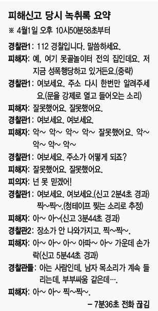 피해신고 당시 녹취록 요약