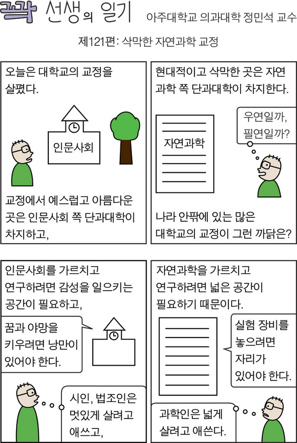 [과학만평] 꽉선생의 일기- 삭막한 자연과학 교정
