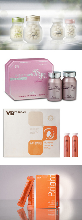 (위 부터)‘이너비 아쿠아리치’, ‘청윤진 엘 리바이탈 자윤’, ‘슈퍼콜라겐’, ‘보우미 브라이트업’