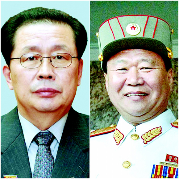 장성택 조선노동당 부장(왼쪽), 최룡해 총정치국장(오른쪽)