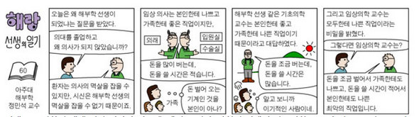 만화 ‘해랑 선생‘ 60화, 임상의사의 직업에 관해.