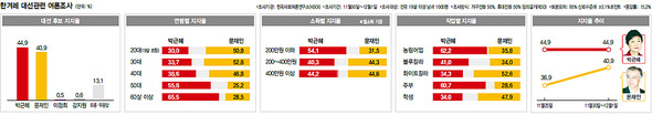 한겨레 대선관련 여론조사 (※ 클릭하면 이미지가 커집니다.)