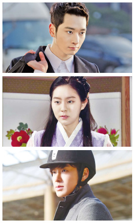 위부터 문화방송 <7급 공무원>의 찬성, 한국방송 <전우치> 유이, 에스비에스 <야왕> 유노윤호. 각 방송사 제공