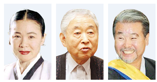 안숙선 명창, 황병기 가야금 명인, 김덕수 사물놀이 명인