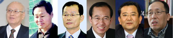 왼쪽부터 김용준·김종훈·김병관·황철주·김학의·한만수. 한겨레 자료사진