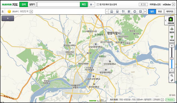 네이버 북한 지도 서비스.