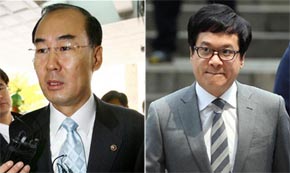 전군표 전 국세청장(왼쪽)과 이재현 CJ회장