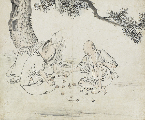 진경산수 시대에는 그림이 가업이 되어 부자, 형제가 나란히 궁중화가인 화원으로 활동한 사례가 많다. 4살 차이인 김득신, 김석신 형제도 그 가운데 한 사례다. 위 그림은 동생인 김석신의 <담담정>, 아래쪽은 형 김득신의 <송하기승>. 간송미술관 제공