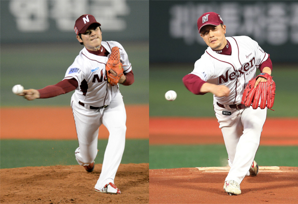 왼쪽부터 한현희(20), 김병현(34)