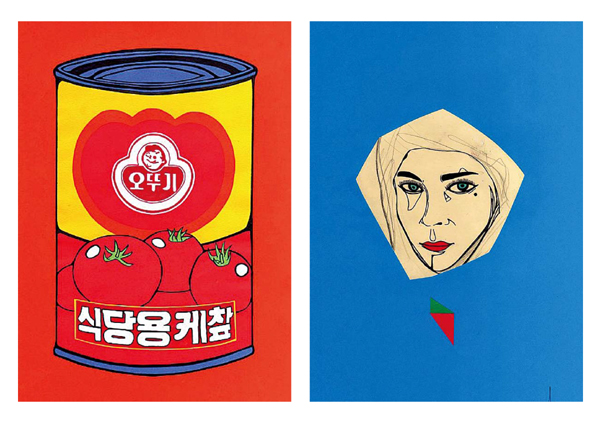 평일엔 요리사, 주말엔 디제이. 그리고 춤꾼 활동에 광고 모델까지 하는 이기범씨는 ‘80년대’를 재현하는 이색 문화인이다. 디제이 ‘타이거 디스코’란 예명으로 클럽을 누비는 그는 미술 작가(아래 작품 사진)로도 데뷔해 전시회까지 열었다. 이기범씨 제공