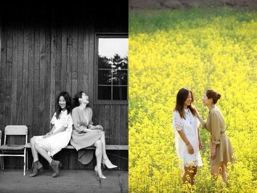 배우 문소리(오른쪽)는 가수 이효리와 함께 <에스비에스>의 새 토크프로그램 <매직아이>를 진행한다. 사진 이효리 트위터.