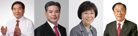 왼쪽부터 박수범(53·새누리당), 박영순(49·새정치민주연합), 홍춘기(44·통합진보당), 최영관(65·무소속).