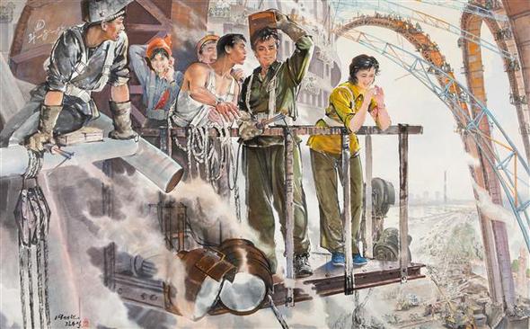지동석의 수묵화 <5.1 경기장 건설>(1988). 베네치아/구본준 기자, 한국문화예술위원회 제공