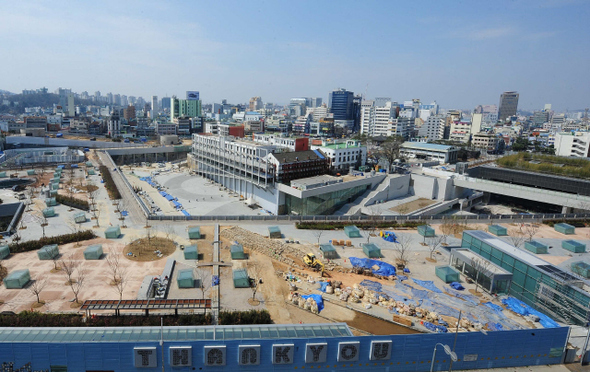 지난 3월 공사가 진행중인 광주 동구 대의동 국립아시아문화의전당 건립 현장 전경. 오는 10월 완공 예정이다. 문화체육관광부 제공