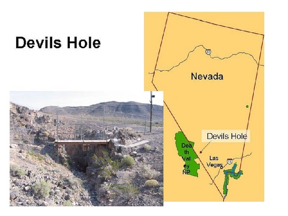 데빌스 홀의 위치. 미국 남서부 네바다주에서 데스밸리 국립공원과 라스베이거스 사이에 위치한다. 그림=데스밸리 국립공원국