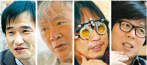 창간 20주년 기념호로 나온 <문학동네> 겨울호는 작가 열한사람의 단편을 특집으로 삼았다. 사진 왼쪽부터 김연수, 김훈, 박민규, 천명관.  <한겨레> 자료사진

