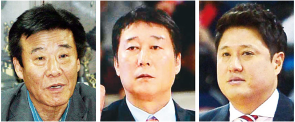 왼쪽부터 신동파, 이충희, 문경은.
