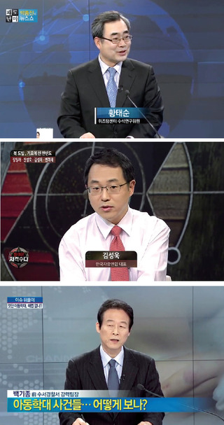 종합편성채널에서 적지 않은 수입을 얻는 평론가·패널이 있다. 황태순 정치평론가, 김성욱 한국자유연합 대표, 백기종 전 수서경찰서 강력팀장(위 부터)이 종편에 출연한 모습.