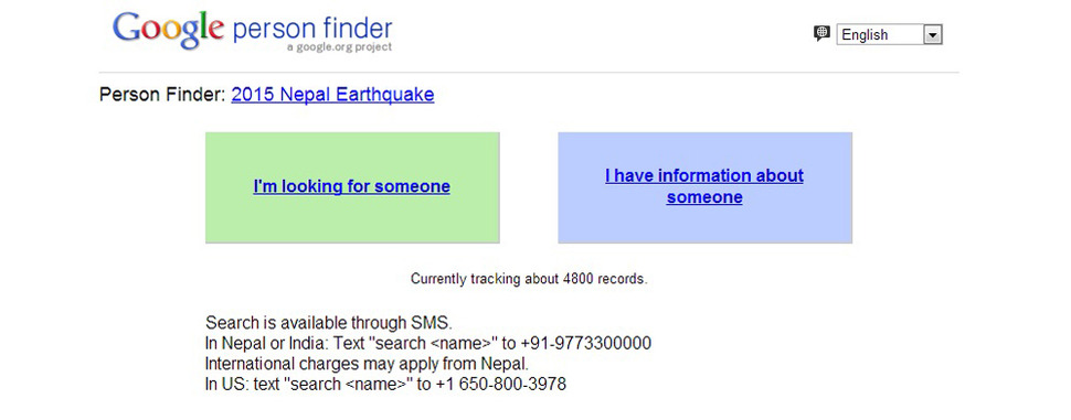 구글의 ‘네팔 대지진’ 전용 ‘사람 찾기’ 서비스