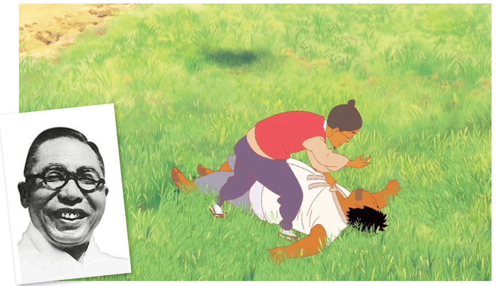 애니메이션 의 한 장면. 김유정의 단편소설을 원작으로 했다. 주인공 머슴 ‘춘삼’은 ‘점순’이와 혼인하기 위해 그녀의 아버지인 ‘봉필’에게 품삯을 받지 않고 일을 한다. 이를 부당하게 여기는 춘삼을 봉필이 매질하는 장면(큰 사진). 백범 김구 선생은 ‘봉필’에게도 꾸짖는 말을 했을까?  더홀릭컴퍼니 제공, 한겨레 자료사진