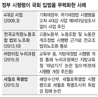 정부 시행령이 국회 입법을 무력화한 사례