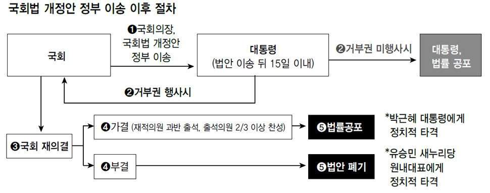 국회법 개정안 정부 이송 이후 절차