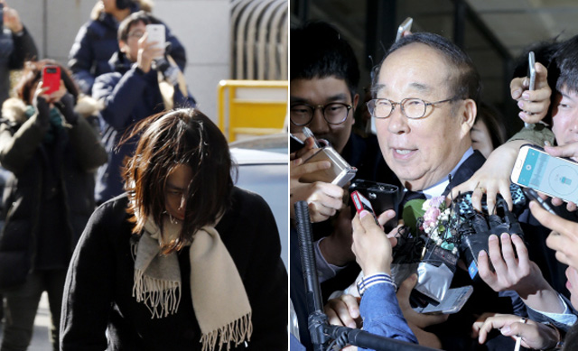 조현아 전 대한항공 부사장(왼쪽)과 박용성 전 중앙대 이사장.