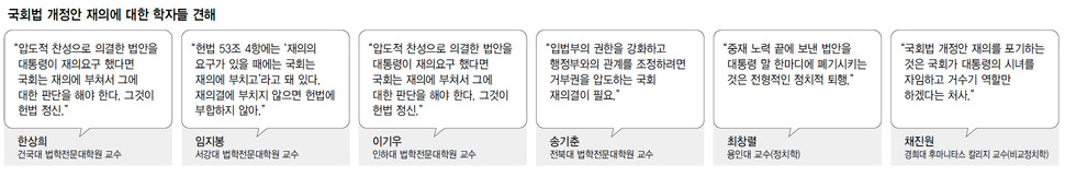 국회법 개정안 재의에 대한 학자들 견해 (※클릭하면 확대됩니다.)