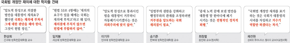 국회법 개정안 재의에 대한 학자들 견해 (※클릭하면 확대됩니다.)