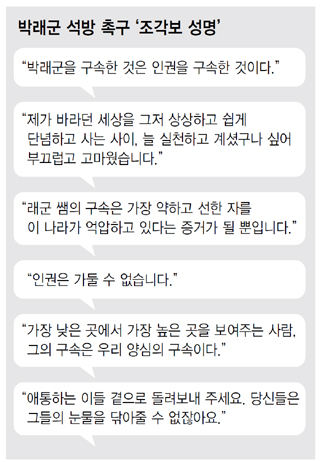 박래군 석방 촉구 ‘조각보 성명’