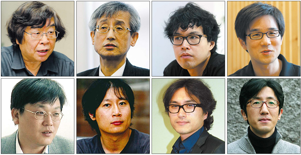 최근 발간된 <문학동네> 가을호는 표절 및 문학권력 논쟁과 관련해 흥미로운 내용을 많이 담았다. 사진은 이 잡지에 필자 및 대담자로 참가한 문인들. 왼쪽 위부터 시계 방향으로 도정일 최원식 손아람 장강명 신형철 이기호 김도언 장은수. <한겨레> 자료사진