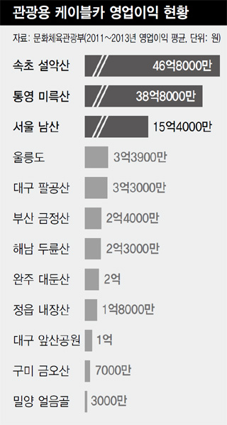 관광용 케이블카 영업이익 현황
