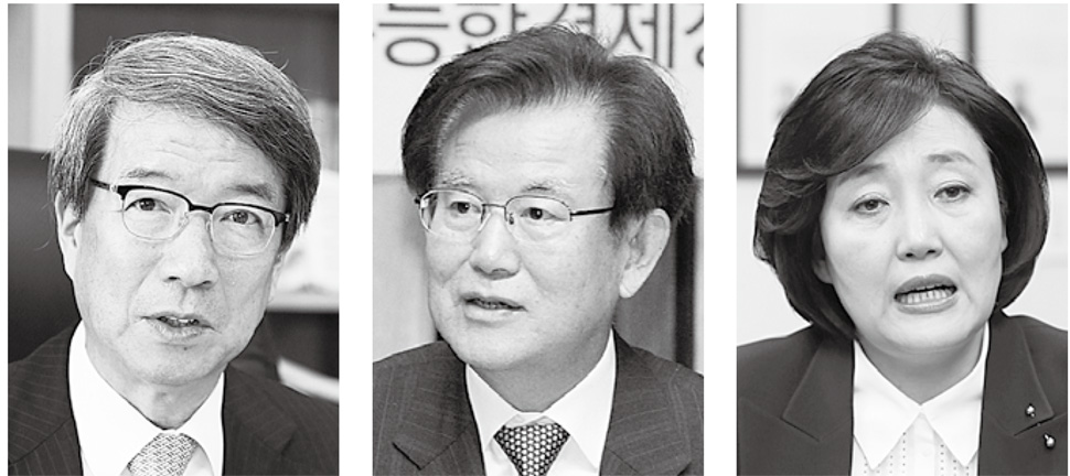 왼쪽부터 정운찬 전 총리, 강철규 교수, 박영선 의원