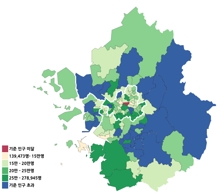 총선 선거구별 인구 및 변경 예상 지역