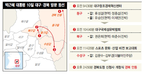 박근혜 대통령 10일 대구·경북 방문 동선