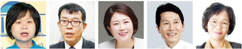 이정미 당 부대표, 김종대 당 국방개혁단장, 추혜선 당 언론개혁기획단장, 윤소하 전남도 당위원장, 김명미 전 당 부대표.